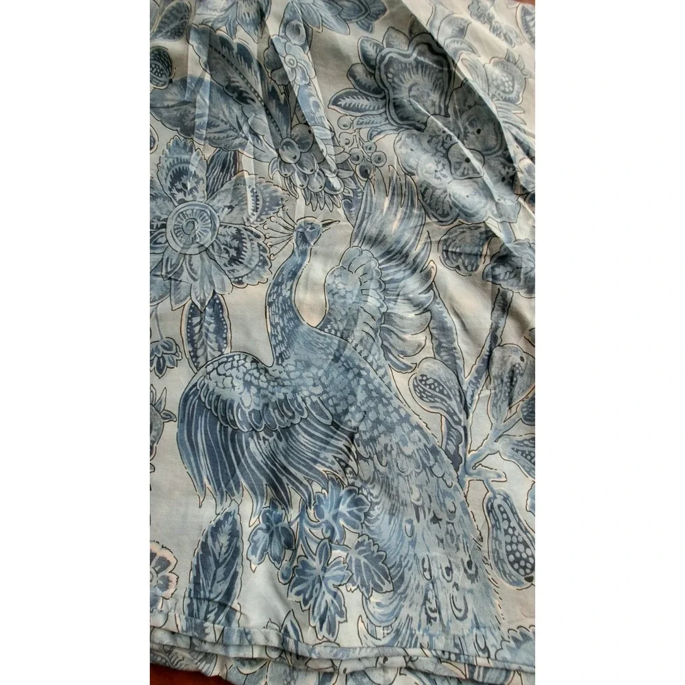 Williams Sonoma Queen Duvet Cover Set 2 Pillow Shams Blue Floral 100% Cotton